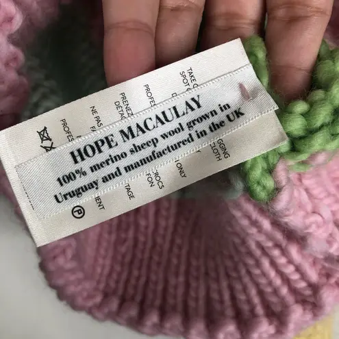 NEW Hope Macaulay Sparkle Puff Sleeve Chunky Knit Merino Crop Cardigan Size XS Pink