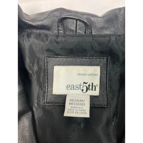 East 5th Black Zipup Front Wide Collar Leather Jacket Womens Medium