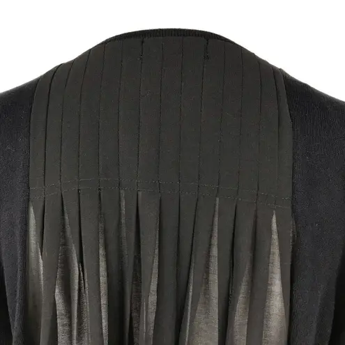 Thalia Sodi Black Open Front Pleated Cardigan Sweater Medium