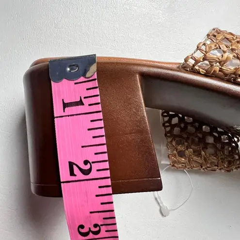 TOSCANELLA Women's Tan Made In Italy Gaucho Raffia Heeled Sandals Sz 9 Brown