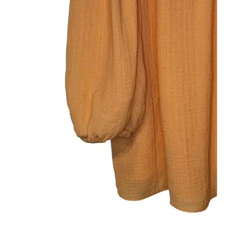 Current Air Women's Top Wide Neck Chest Smocked Boxy Fit Cantaloupe Medium NWT