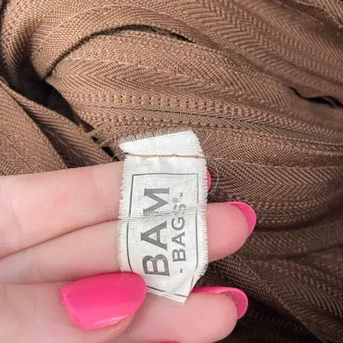 Bam Bags Unisex Nylon Zippered Purse Crossbody Tote Messenger Bag Brown Large