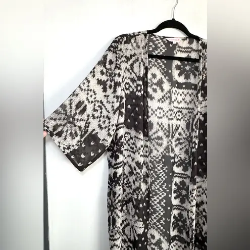 Butterfly by Matthew Williamson Open Front Caftan Kaftan Fringe Boho Size M Black Size M