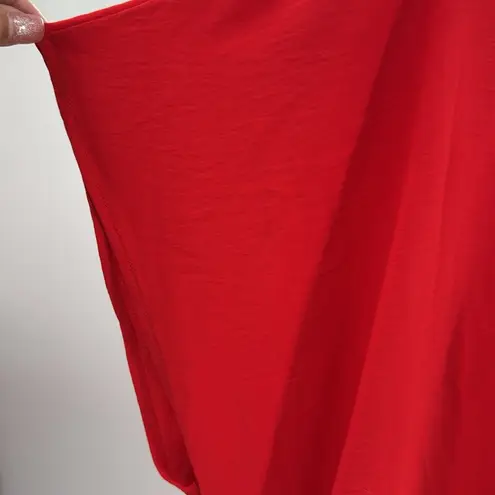 JODIFL Red Mini Dress v-neck pockets cap sleeve oversized casual L lightweight