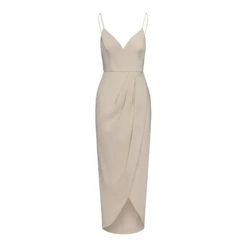 Shona joy Core Cocktail Draped Midi Dress Oyster 12