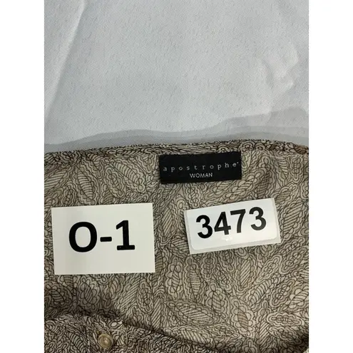 Apostrophe Womans Woman Size 2XL Brown Beige Long Sleeve Pullover Sheer Blouse