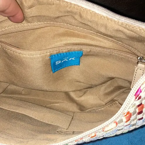 The Sak Tan, Green, Pink, White, Orange, Blue Striped Woven Ribbon Purse