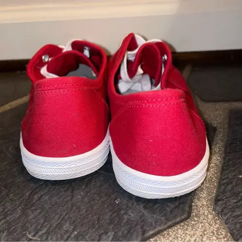 Red Canvas Lace Up Essential Sneakers Size 7 Casual Minimalist