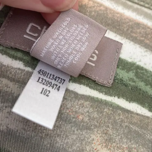 Chico's Chico’s Size 2 Abstract Striped‎ Cotton Ruffle Open Front Jacket  Large