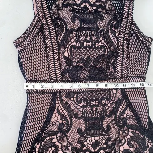 Ark & Co. Black & Nude Crochet Lace Sleeveless Short Mini Dress Classic Small
