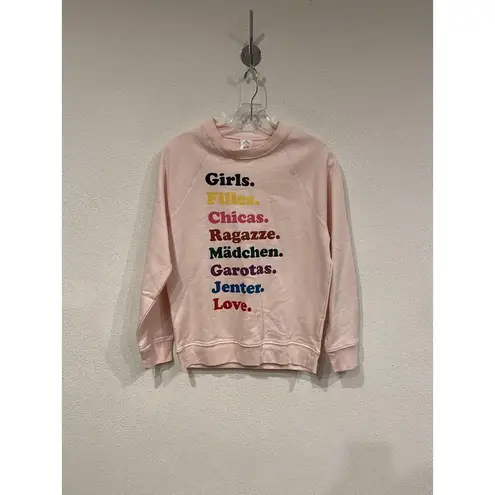 J.Crew  X Girls Inc Sweatshirt Women's XS Pink Graphic Love Fleece Pullover