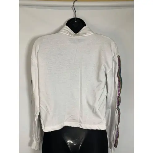 MTV 1/4 Zip Cropped Sweatshirt size small Silver