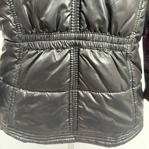 New York & Co. Shiny Black Hooded Quilted Puffer Vest Women’s Size Medium