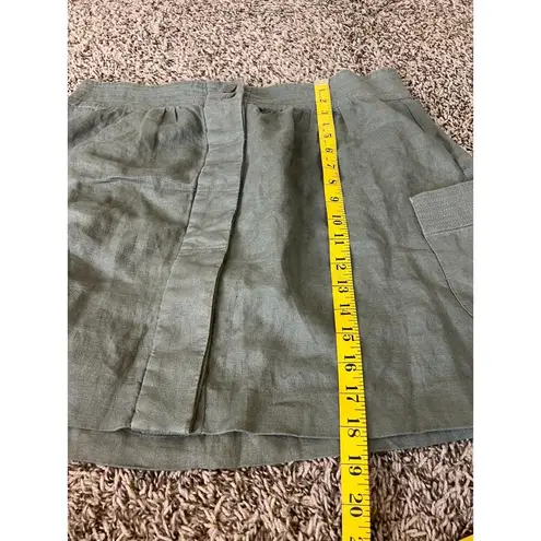 Andrea Jovine Workshop Army Green Linen Skirt Womens Sz 12 Button Up Coastal