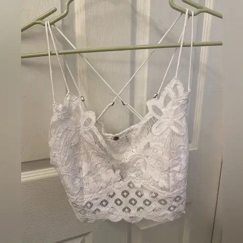 Free People  White Lace Bralette with Floral Design size large