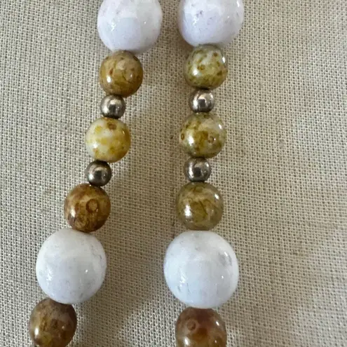 Multicolor Natural Stone Bead Necklace with Drop Pendant & Toggle Clasp