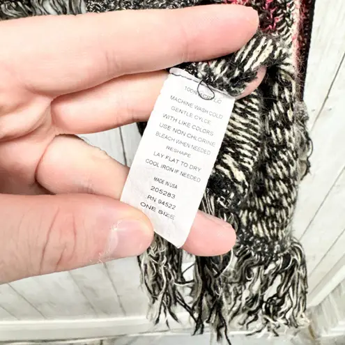 Say What? Cardigan Women One Size Fits All Aztec Fringe Trim Open Front Poncho