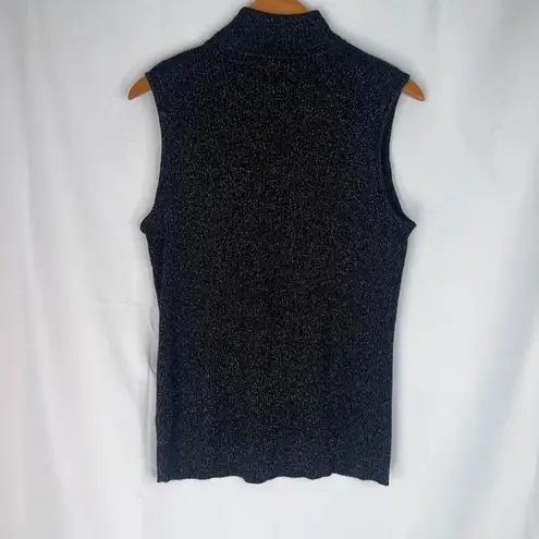 212 Collection Black Metallic Sparkle Sleeveless Sweater Tank Size XL