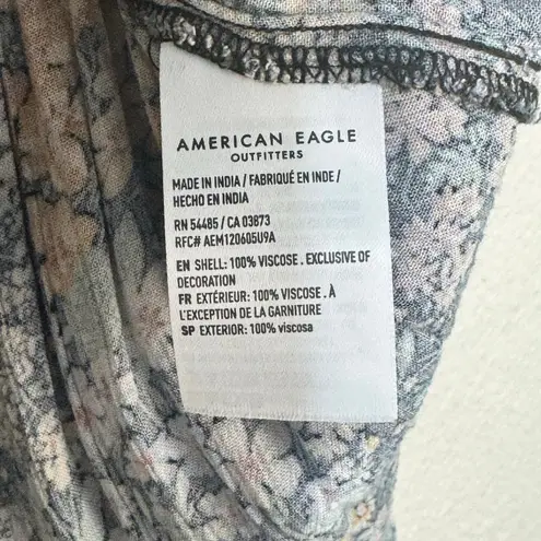 American Eagle Dainty Floral Boho Peasant Maxi Dress Womens Small Crochet Detail Pink