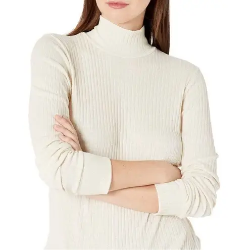 Baldwin Janie Ribbed Sweater in Creampuff Cream Fitted Mockneck Pullover Size XS White