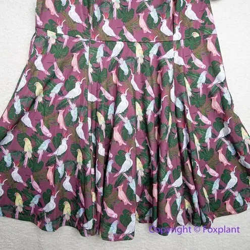 Unique Vintage Gwynnie Bee birds print fit and flare dress short sleeves, 3X