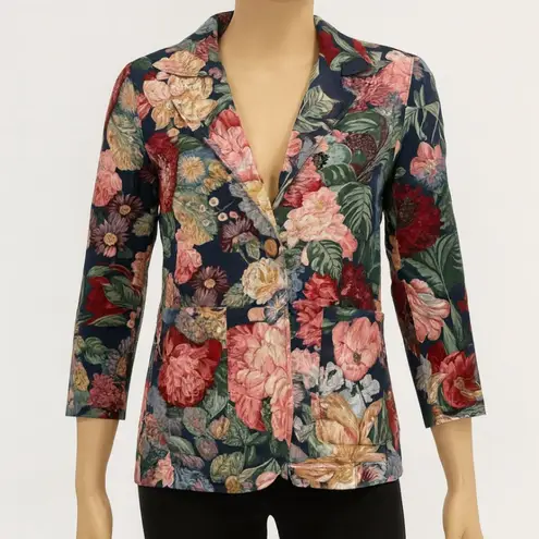 Hamilton Floral Tapestry Blazer Womens M Multicolor Cottagecore Vintage USA Blue Size M