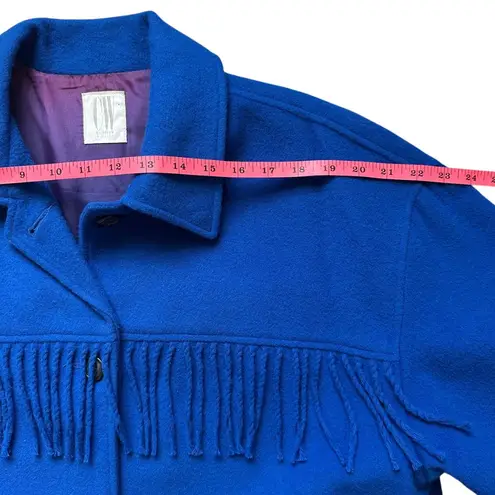 VTG Clifford & Willis Coat Royal Blue Fringe Trim Boho Chic Cowgirl Ranch Style Size XL