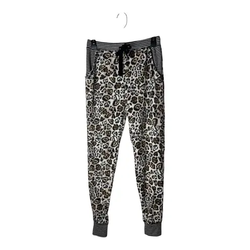 Emerson Road Pajama Set Women Small Brown Fuzzy Luxe Leopard Loungewear NWT Black