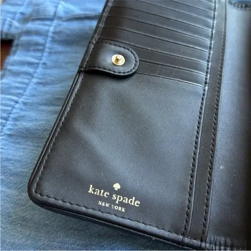 Kate Spade  Black Leather Wallet with Gold Logo
