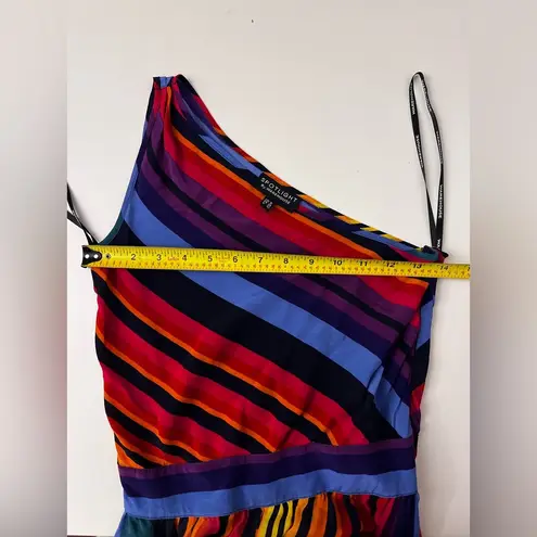 Spotlight Warehouse rainbow stripe Maxi dress one shoulder lightweight Red Size 2