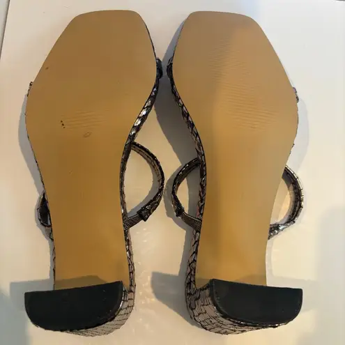 FARYL by Farylrobin Analisa Pewter Metallic Heeled Sandal Womens Size 7 Brown