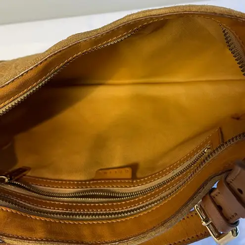 CELINE Vintage Ava Macadam Suede Pochette Shoulder Bag, Mustard/Brown - Preowned