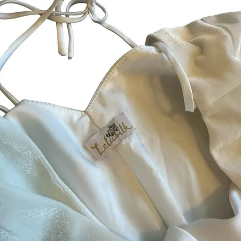 Lelasilk Long White Gown Dress Maxi Length Cowl Velvet Tie Back Size XL Women's