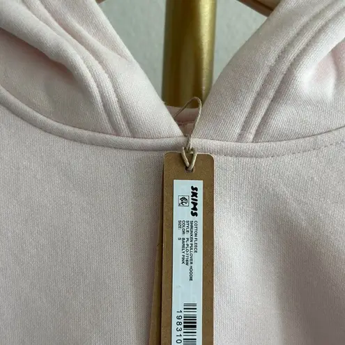 SKIMS Cotton Fleece Shrunken Pullover Hoodie in Barely Pink, Size Small