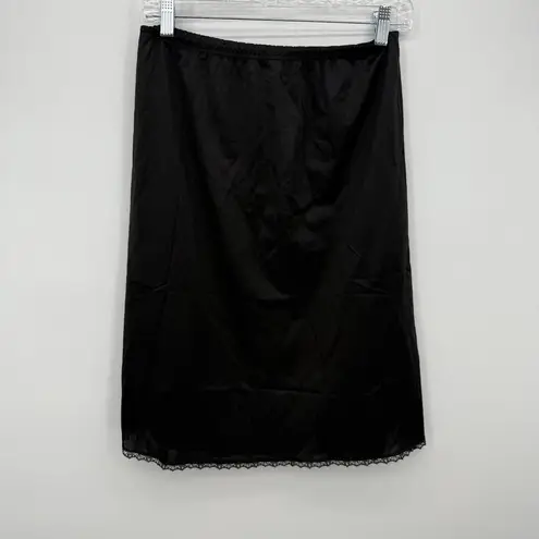 Vanity Fair Vintage Black Nylon Slip Half Skirt Size Medium Elastic USA