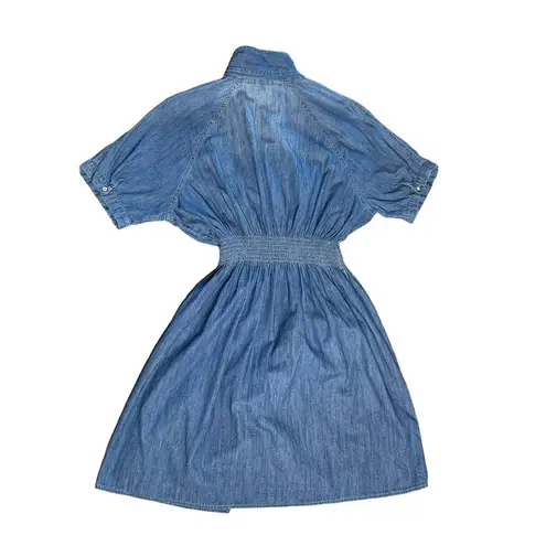 Given Kale DENIM JEAN DRESS Womens Sz LG Western Button Down Stretch Waist