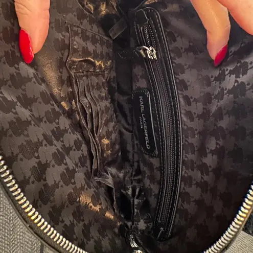 Karl Lagerfeld Paris Maybelle Backpack Style LH4KU1BA Black Karl Figure Appliqué