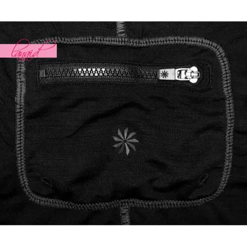 Athleta Pacifica UPF Short Sleeve Black Charcoal Zipper V-Neck Anti-Bacterial T