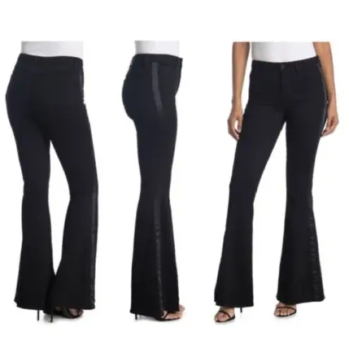 L'Agence BRAND NEW 'THE SOLANA' BLACK FLARED TUXEDO STRIPED JEANS SIZE 28 NWOT