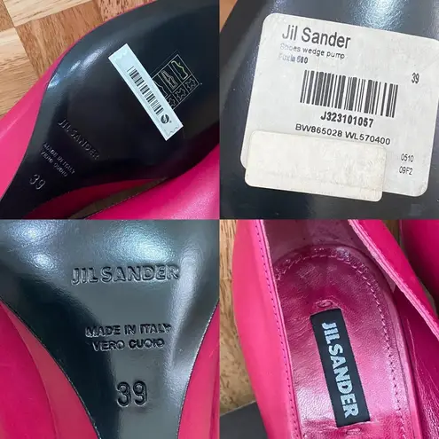 Jil Sander Fuchsia Leather Wedge Pump Size 39