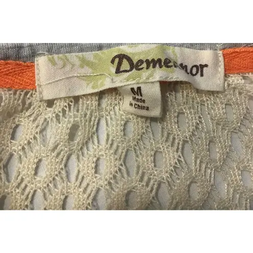 Womens Tank Top Knit Lace Back Lightweight Handkerchief Hem Shirt Medium u Gray