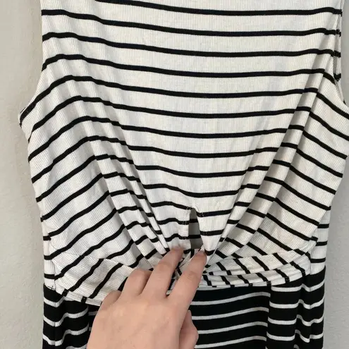 BAILEY 44 Rabbit Hole Dress White Black Striped Size XL Rib Knit Stretch