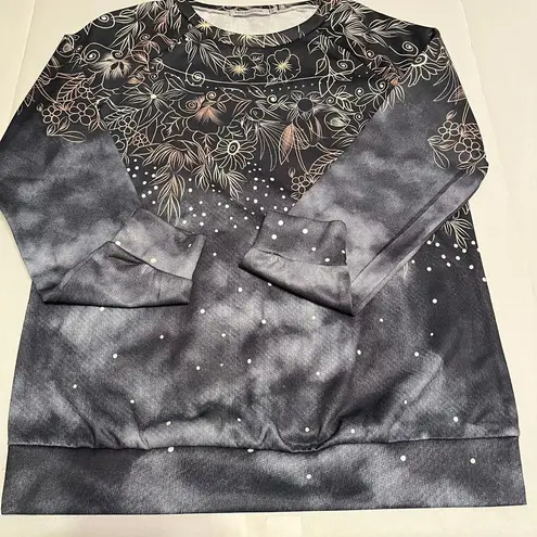 MISSLOOK gray boho style ladies small sweatshirt Cotton blend New without tags