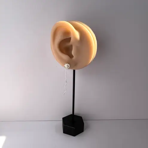 Elegant Flower Chain Dangle Threader Earrings for Women Silver