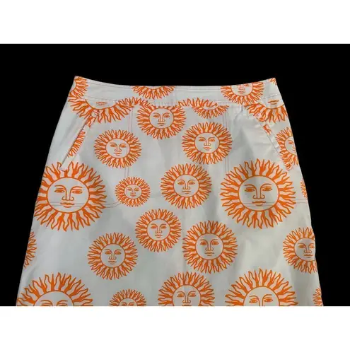 J. McLaughlin  Orange & White Sun Skirt Size 8