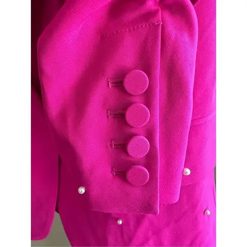 Generation Love Nadia Faux Pearl-Embellished Blazer in Magenta Size XS