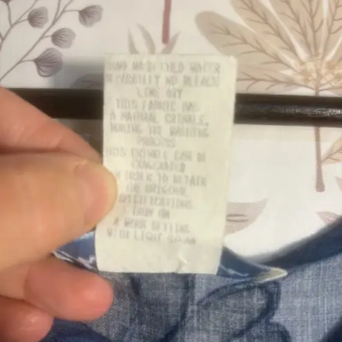 Vtg Ship n Shore Maxi Dress Blue Floral Paisley Border Size Large Made in USA Blue