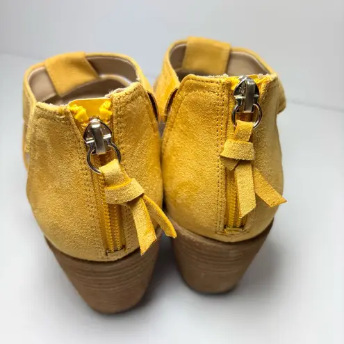 Dr Scholls Suede Wedge Sandal Sz 8.5 M Long Island Yellow Zip Back