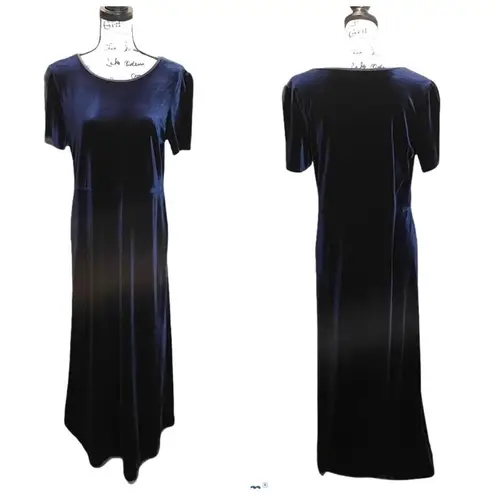 Laura Ashley Maxi Dress Navy Size Blue Size Large Velvet formal Y2K vintage