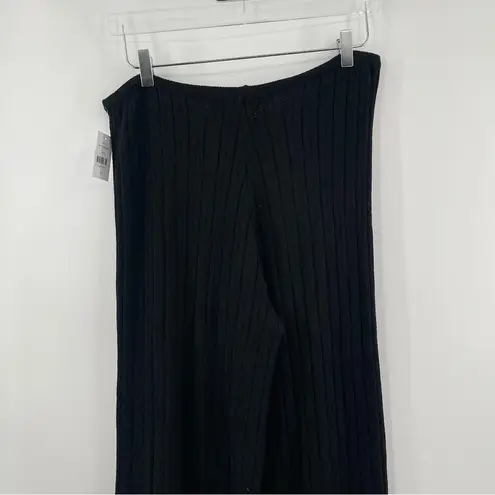 SNDYS Everyday Lounge x Revolve Baha Ribbed Knit Wide Leg Pants Black Medium NWT
